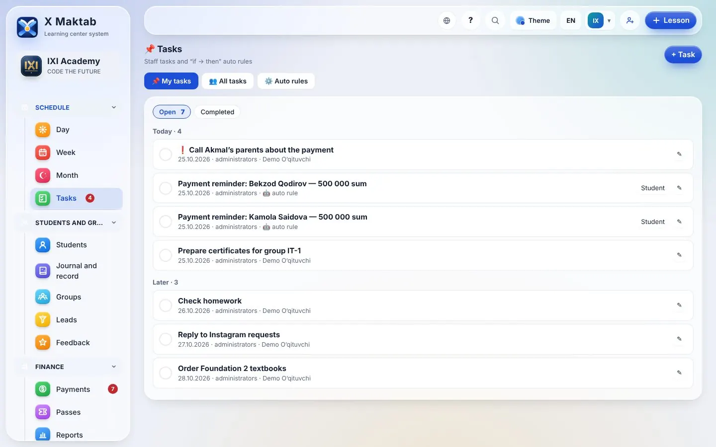 Tasks